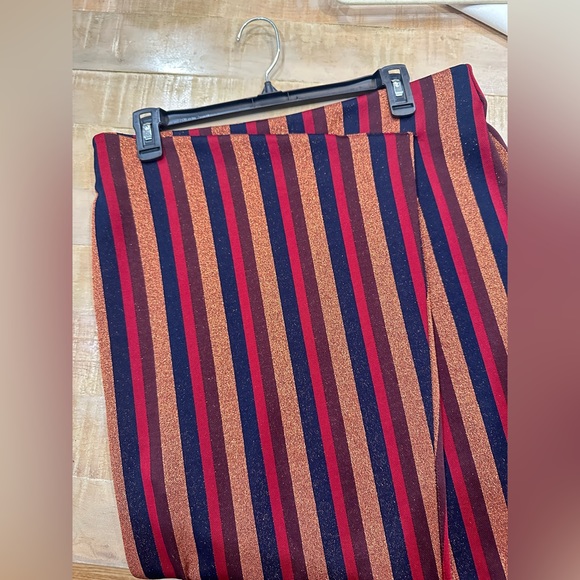 Zara metallic rose gold striped wrap pull on skirt nwt - Picture 9 of 11